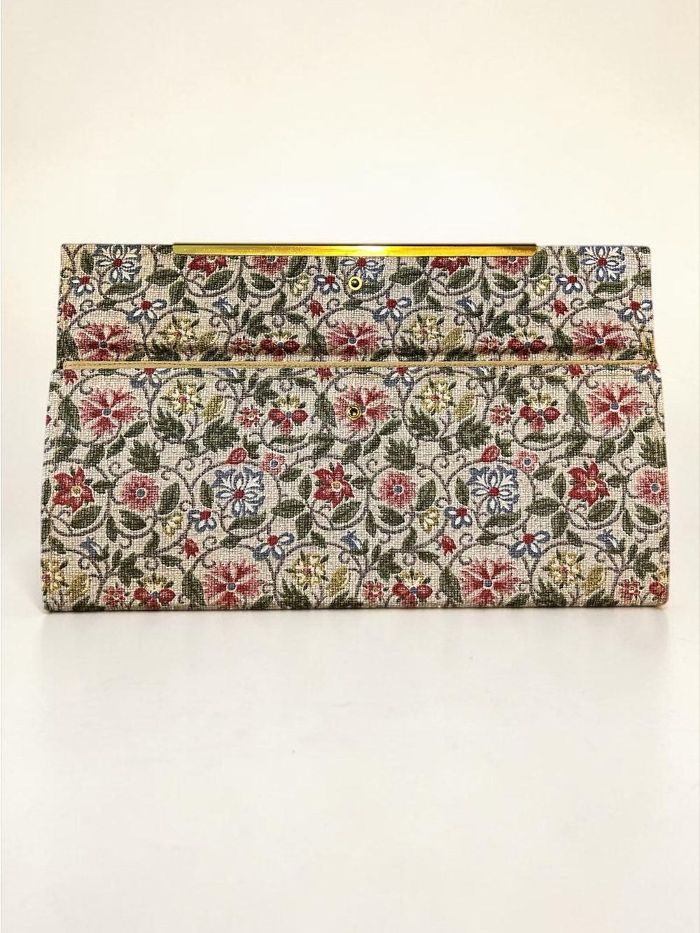 Vintage Susan Bates Floral Knitting Needle Case Organizer Gold Trim